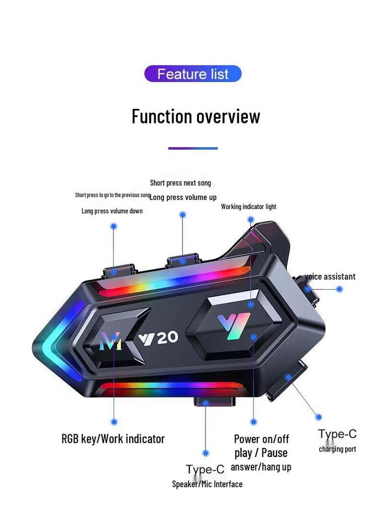 Y20 Motorcycle Bluetooth Helmet Headset