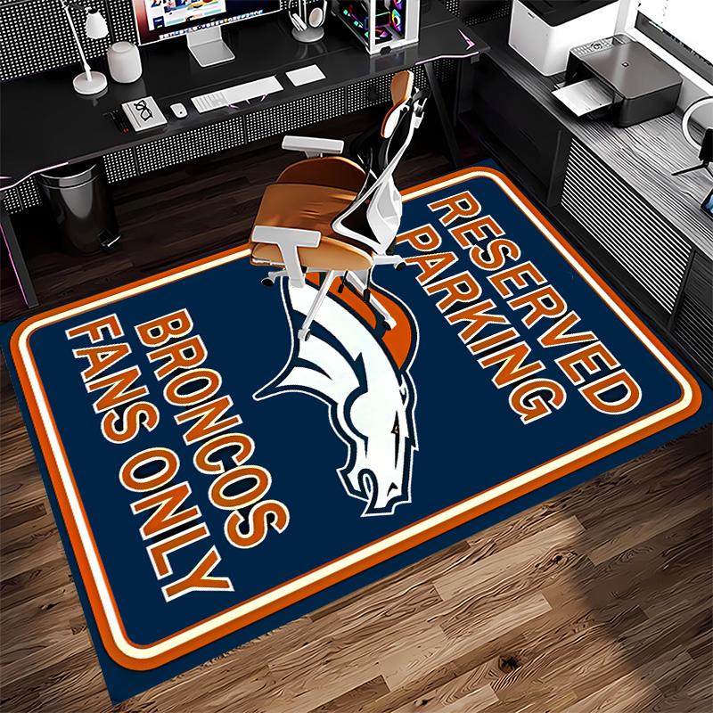 D-Denver Broncos LOGO Print Area Rug - Soft, Washable Non-Slip Indoor Mat for Office Chairs, Living Room, Home Office Decorative Rug