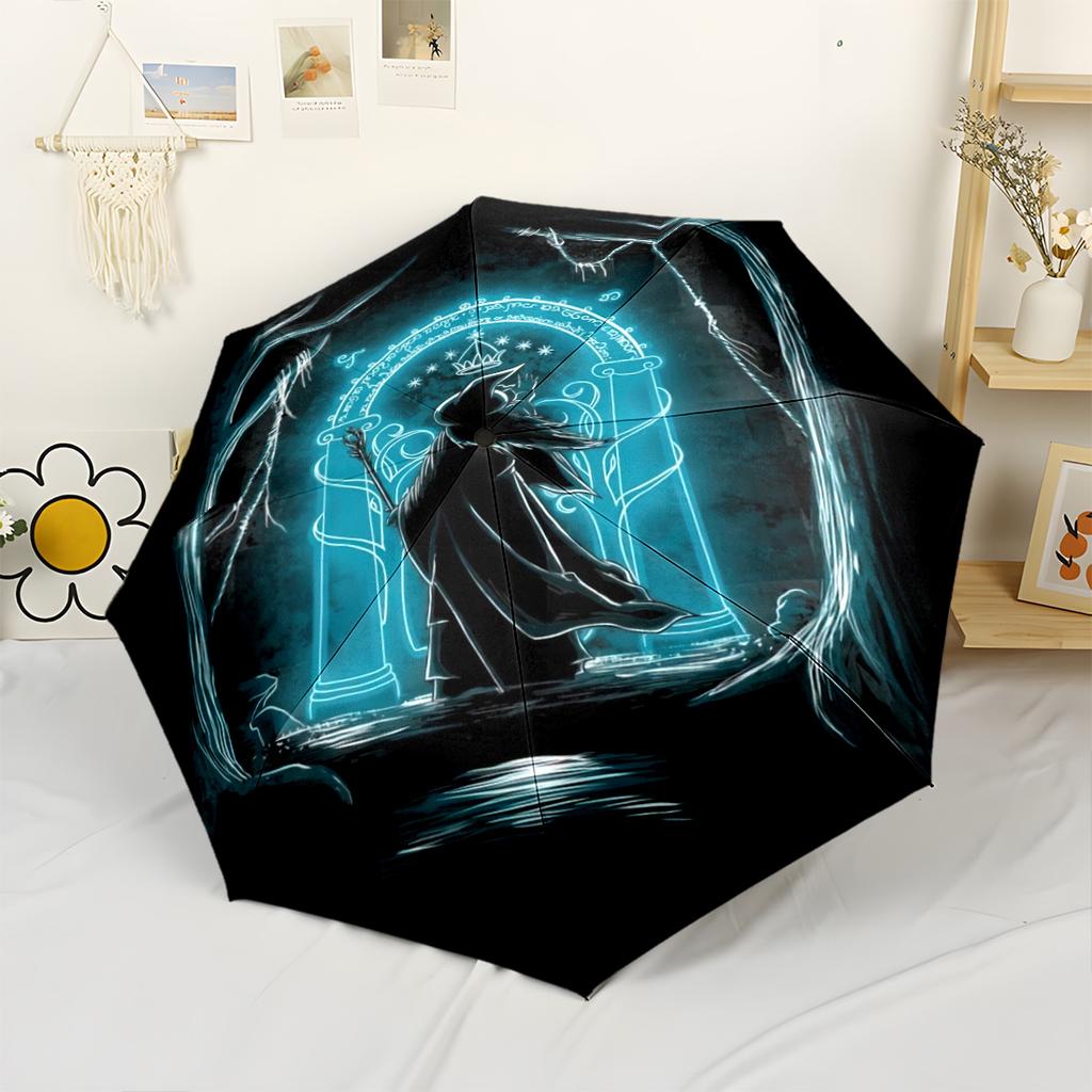 Lord Rings Theme Outdoor Automatic Umbrella with 8-Rib Sturdy Construction for Outdoor Daily Use Fashion Lovers Birthday/Christmas Gift