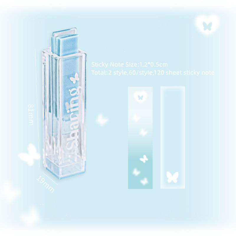 Блокнот на 120 листов, креативный градиентный цвет, липкая заметка с коробкой для хранения, мини-блокнот с милой бабочкой и луной для студентов
