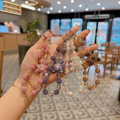 Глиняный медведь брелок со стразами: Изысканный браслет-шарм из хрустальных бусин для сумок и ключей