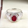 Ruby Oval Cut Gemstone With 925 Sterling Silver Ring For Men's #B549 JL375686410531