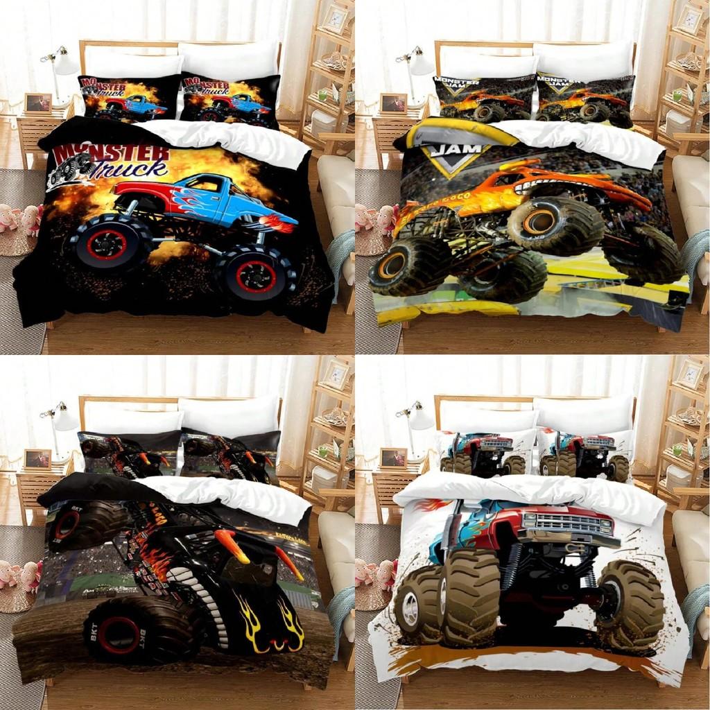 Monster Jam Children Bed Cover Set With Colorful Patterns For Modern Kids Room Decor