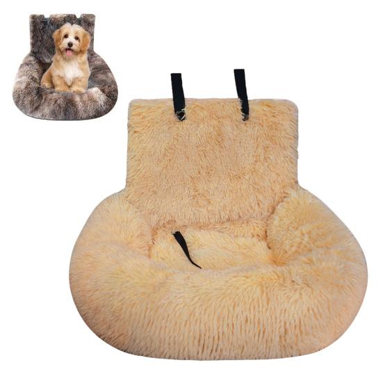 Автокресло для собак Дорожная лежанка для собак с ремнями безопасности Плюшевое пушистое сиденье для питомца с нескользящей подкладкой Съемная моющаяся подушка для маленьких и больших собак