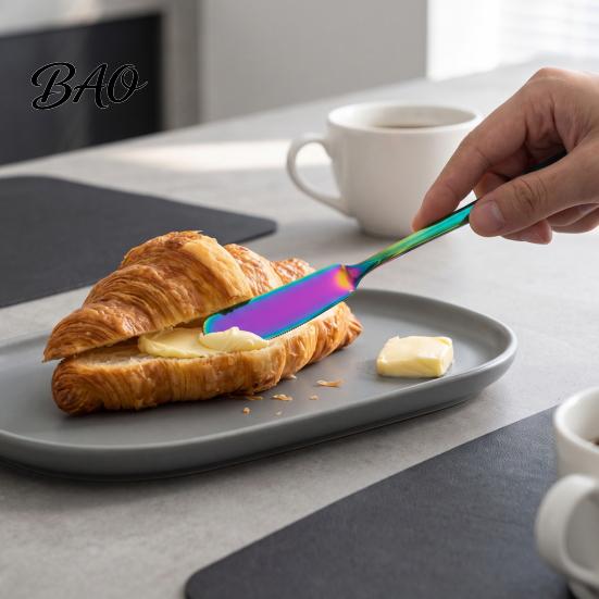Kitchen Gadget for Breakfast Stainless Steel Jam Spreader Cutter, Multi-purpose Tool with Curved Tableware Western Food Blade, Easy Cleaning