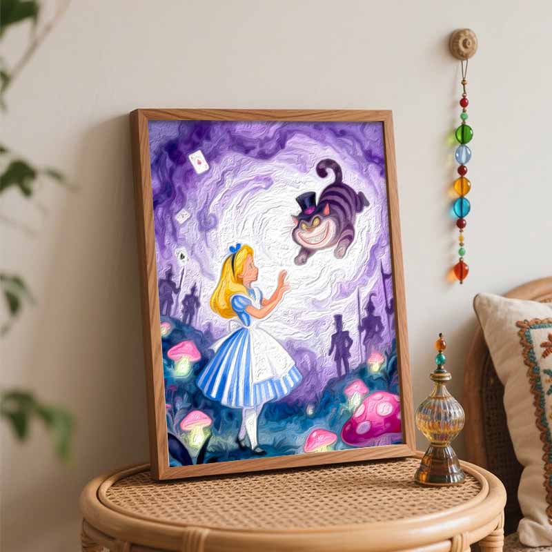 Disney Alice in Wonderland oil painting handcolored painting living room decoration hanging painting wall painting