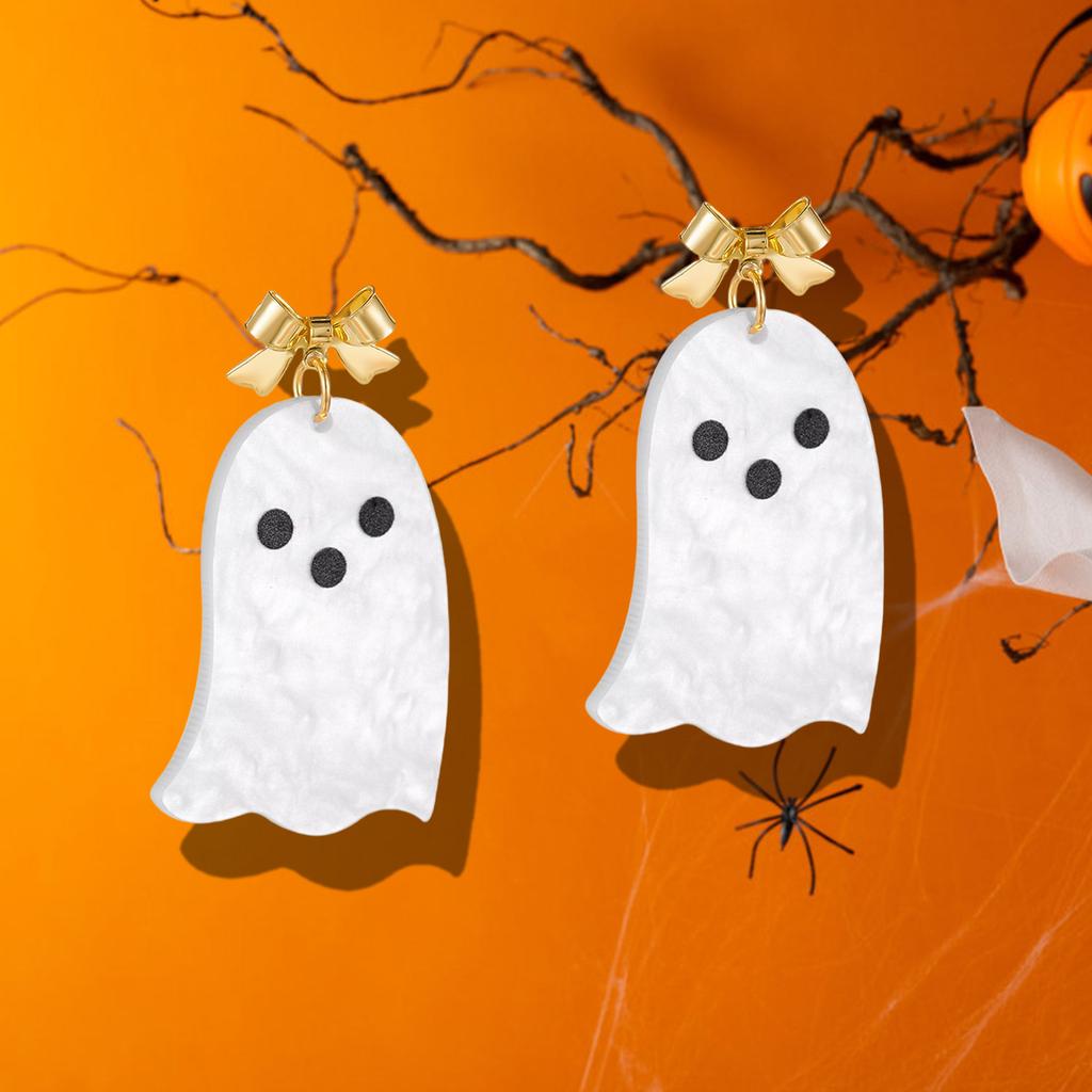 Halloween Cute Ghost Cartoon Ghost Earrings Stud for Women Long Tassel Earrings Festival Party Accessories Jewelry Gift