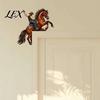 Unique Horse Pattern Art Western Wooden Door Topper Decor, 2D Printed Rustic Frame Indoor Doorway Embellishments Ornament, Top Shelf Decoration