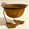 Outdoor Plant Container Metal Bird Foot Planter Bowl, Vintage Chicken Duck Paw Base Small Succulents Sculptural Flower Bowl Pot, Rustproof Flowerpot