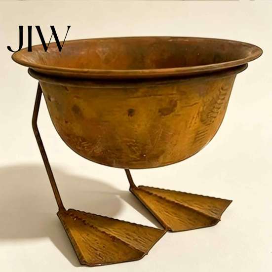 Outdoor Plant Container Metal Bird Foot Planter Bowl, Vintage Chicken Duck Paw Base Small Succulents Sculptural Flower Bowl Pot, Rustproof Flowerpot