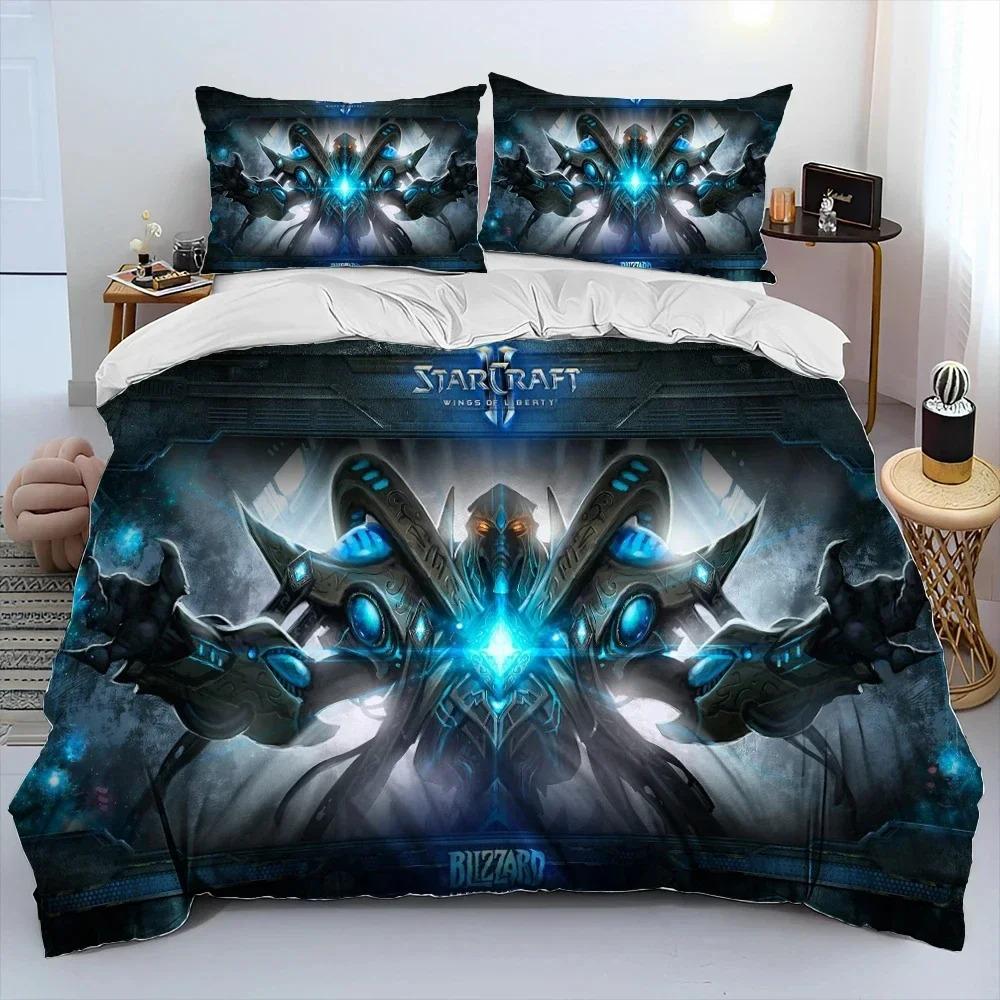 3D HD StarCraft Игровой Компьютерный Пододеяльник Комплект Постельного Белья, Пододеяльник Комплект Постельного Белья Чехол на Одеяло Наволочка, Размер King Queen Комплект Постельного Белья Детский Инструмент