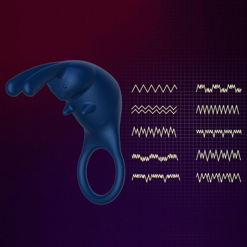 Rabbit Ears 10 Modes Rechargeable Vibrating Ring Men Rings
