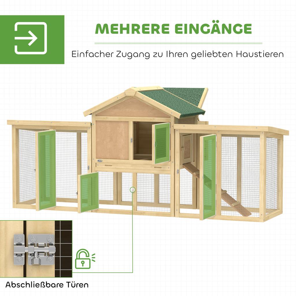Large Chicken Coop, Wooden Outdoor Chicken Cage Poultry Hen House with Nesting Box