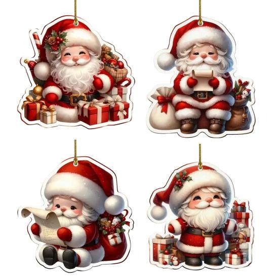 Рождественская игрушка 2D акриловый мультяшный Санта-Клаус украшение на елку