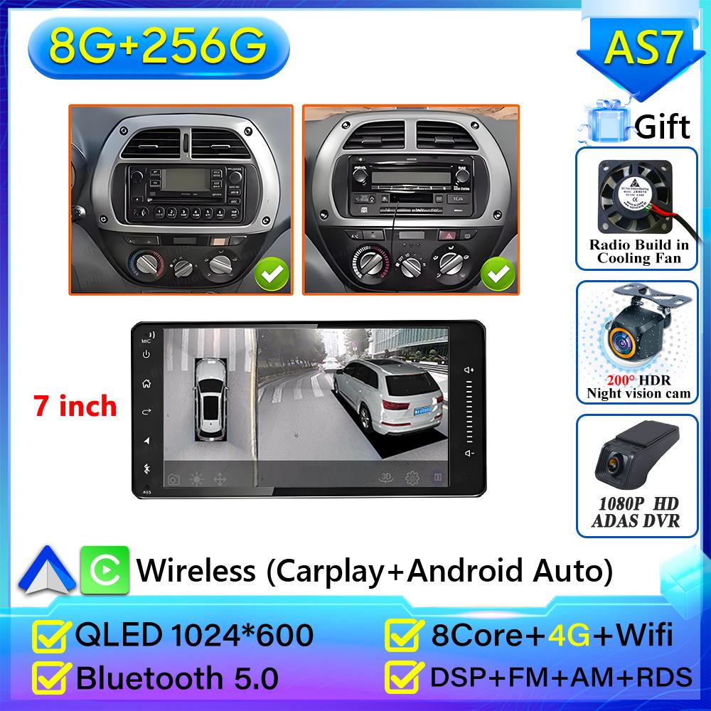 Autoradio Android 16 pour Toyota RAV4 RAV 4 2001 2002 2003 2004 2005 2006 Navigation GPS Android Auto Carplay Wifi 4G Sans 2din DVD