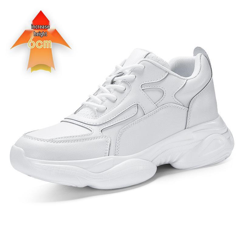 Мужские повседневные кроссовки "Dad Sneakers" с толстой подошвой, увеличивающие рост на 8 см - Модные, универсальные белые туфли из натуральной коровьей кожи