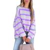 Женская модная повседневная футболка с длинным рукавом и круглым вырезом, полосатая футболка