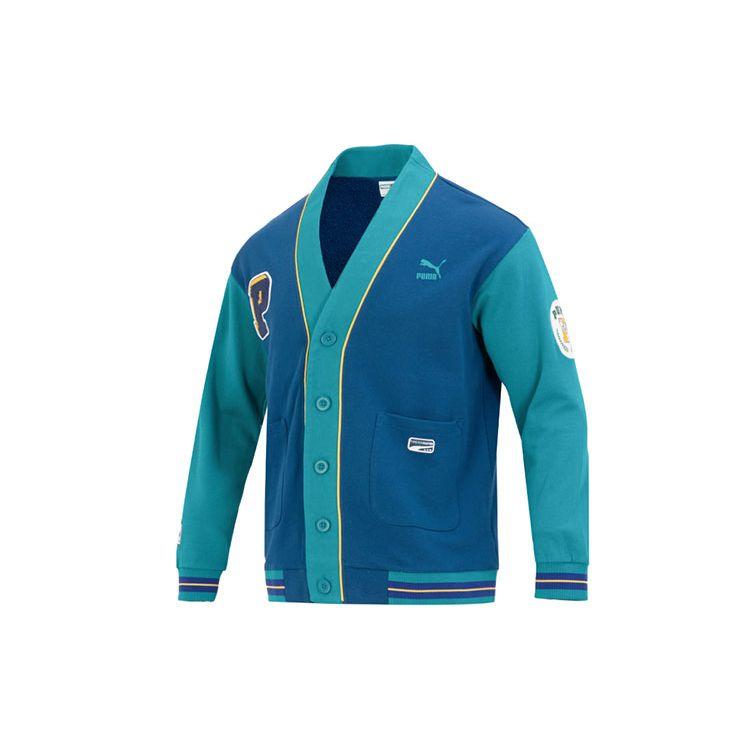 Puma Мужской вязаный кардиган в ретро-стиле Varsity с V-образным вырезом 677374-45