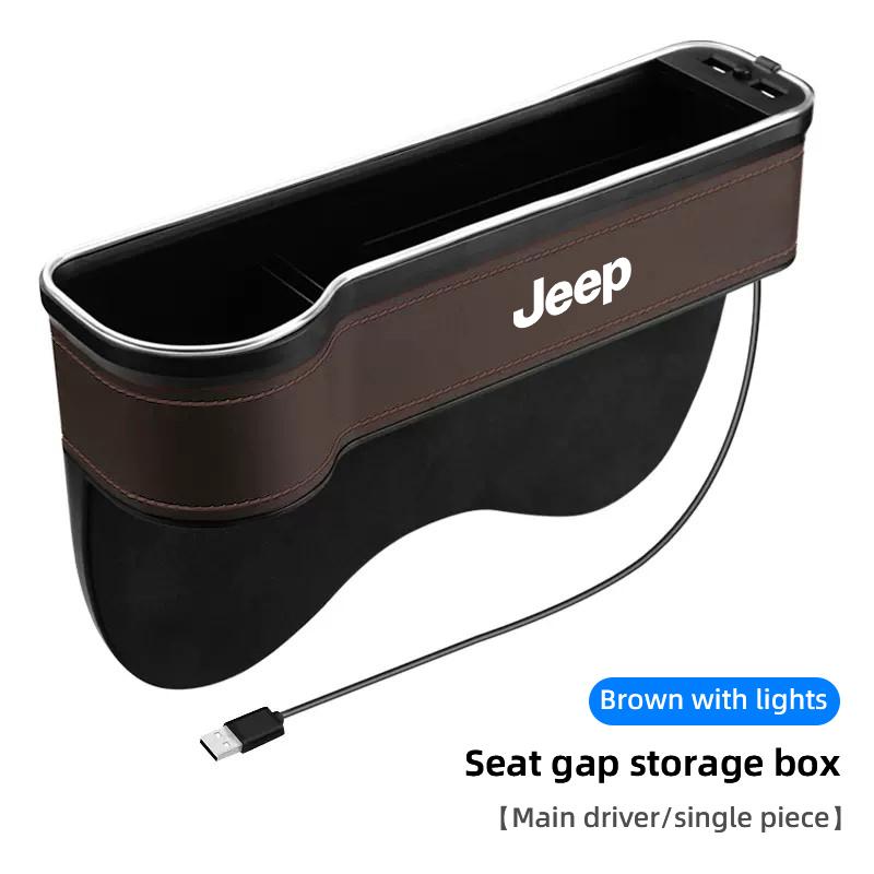Car Seat Atmosphere LED Light Gap Storage Box Organizer For Jeep Grand Cherokee Wrangler JK Gladiator Compass Renegade Patriot ALM1