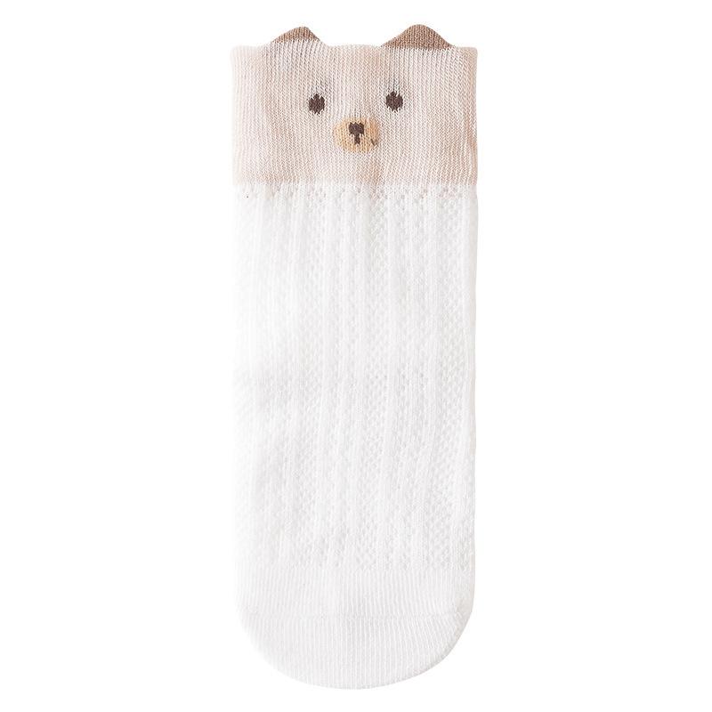 Летние детские носки для девочек и мальчиков, сетчатые тонкие детские носки с милым рисунком, мягкие и удобные носки для новорожденных 0-5 лет