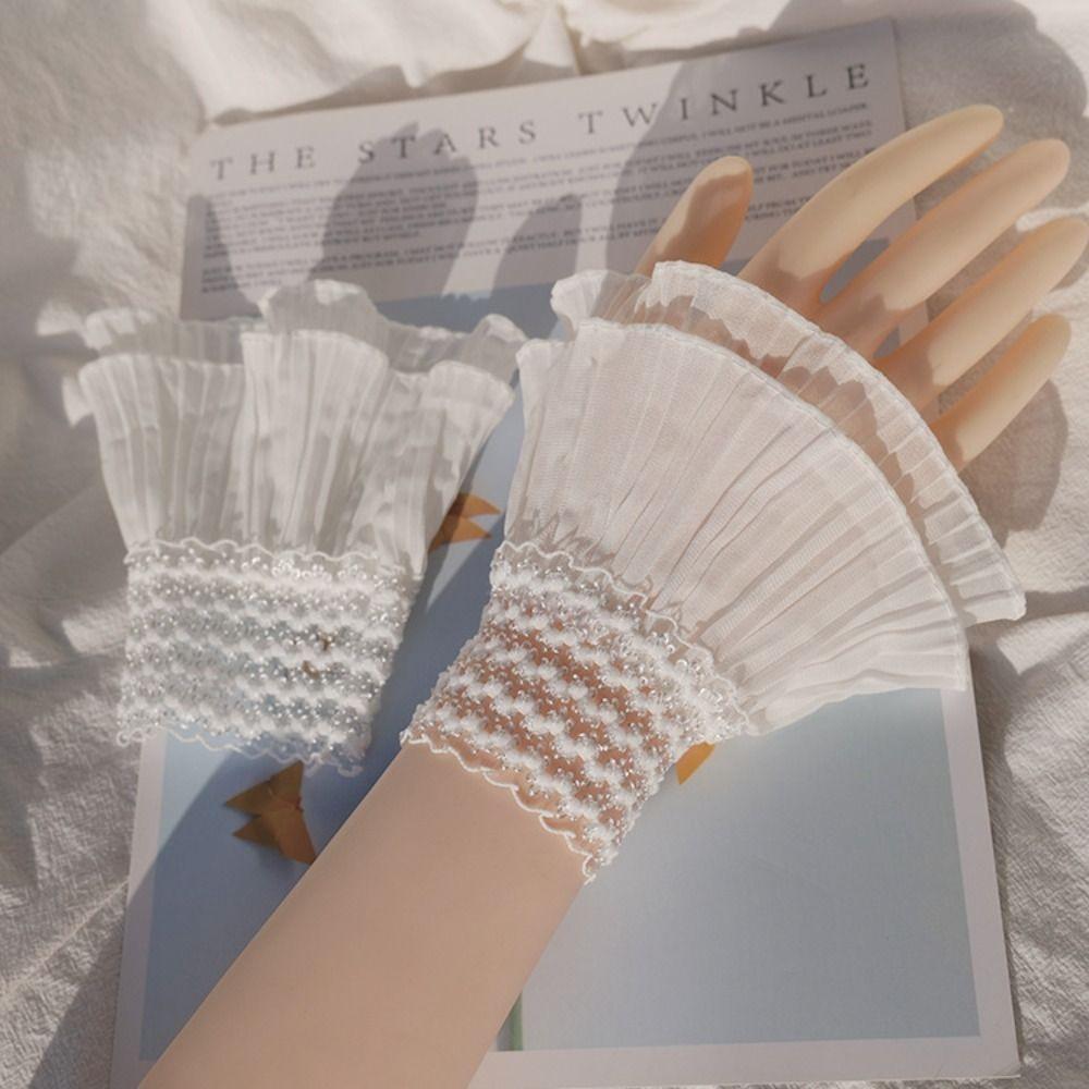 Cover Gloves Sweater Decorative Lace Cuffs Ruffles Elbow Sleeve Fake Sleeve Detachable Sleeve Cuffs