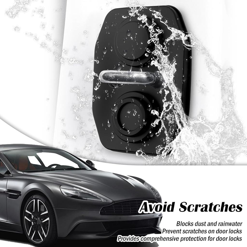 4PCS Universal Silicone Car Door Latch Covers,New Silicone Door Latch Protective Cover with 3 Layers of Shock Absorption for Protection & Noise