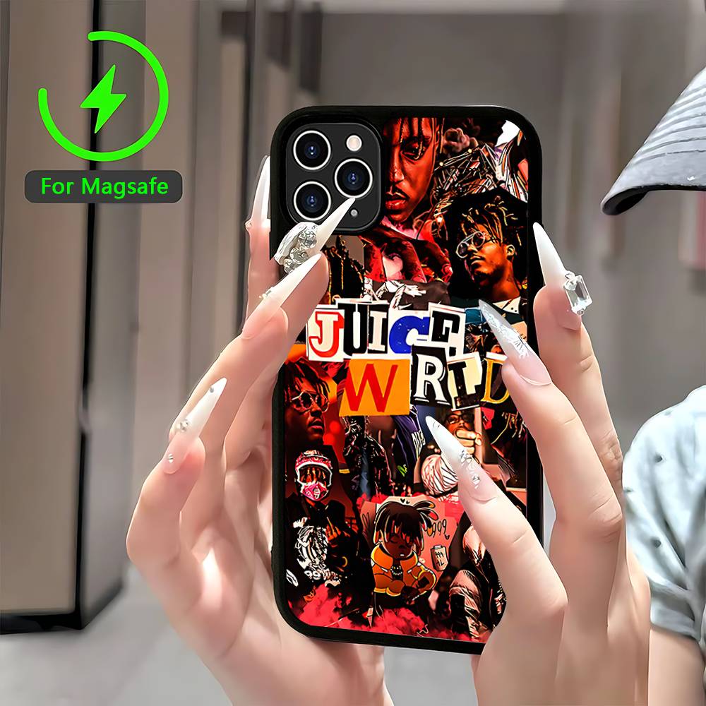 Чехол Rapper J-Juice Wrld для iPhone 17 Air 16 15 14 13 12 11 Pro Max Plus с магнитной поддержкой Magsafe и беспроводной зарядкой