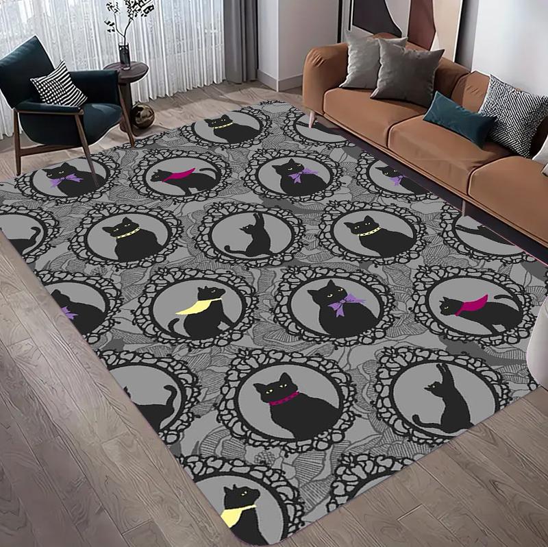 Vintage Cat Portrait Area Rug Cute Kitten Living Room Carpet Non Slip Washable Large Floor Mat for Bedroom Entryway Home Decor