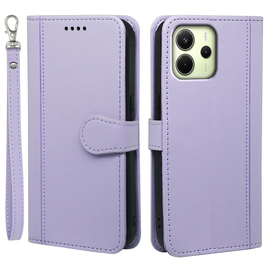 For Xiaomi Redmi Note 14 4G (164.84mm) Wallet Case Magnetic Snap Leather Phone Cover with Strap