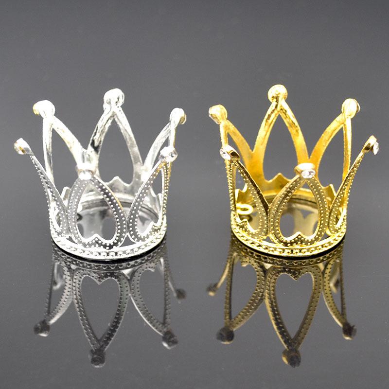 Factory Direct Supply Birthday Cake Baking Decoration Zinc Alloy Children's Small Round Crown Mini Crown Ornament In Stock