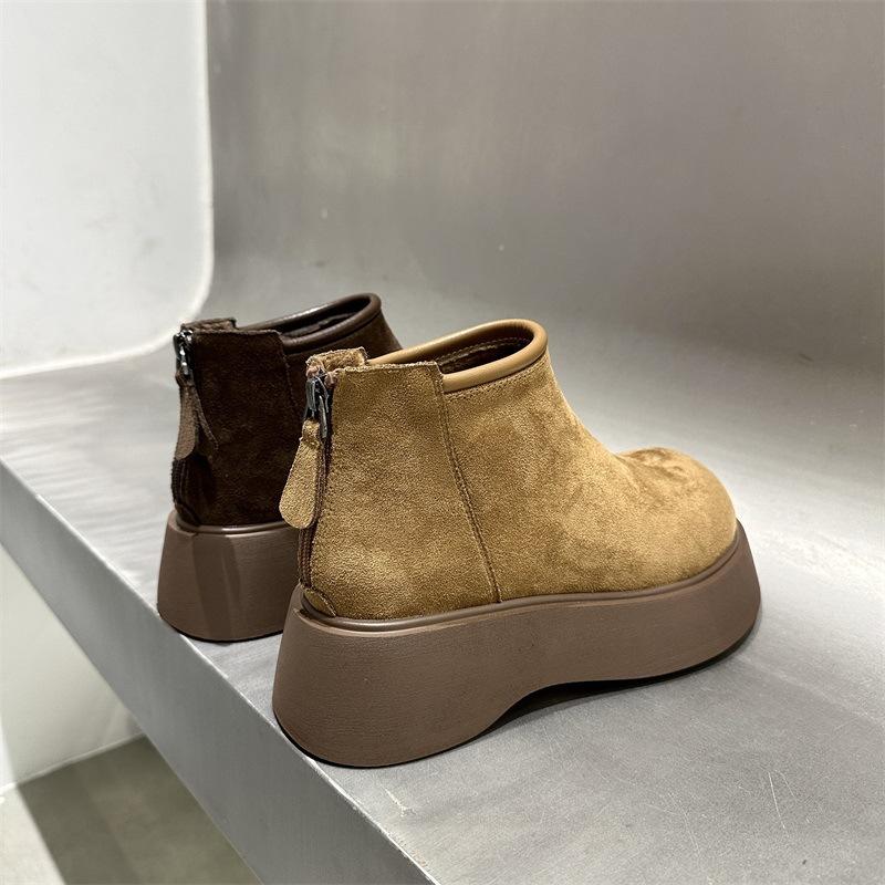 Новые зимние ботинки Martin на толстой подошве с завышенной талией 2024 года, короткие ботинки из утолщенной матовой кожи с мундштуком для сигарет, ботинки Chelsea