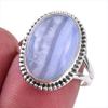 Natural Blue Lace Agate Gemstone 925 Solid Sterling Silver Jewelry Ring S.8 r3R13