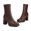 Krazing Pot PU Autumn Winter Shoes Super High Heels Platform Boots Square Toe Keep Warm Zipper Ankle Boots