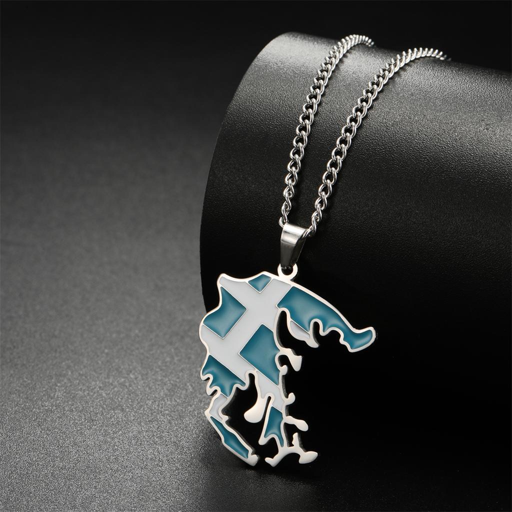 Подвески-карты Греции с эмалью, ожерелья 2024, нержавеющая сталь, золотой, серебряный цвет, модные, флаг Греции, патриотические украшения, подарки