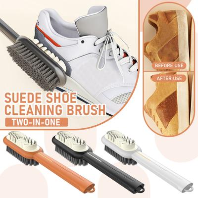 Щетка для замшевой обуви 2 в 1, резиновый ластик для полировки с щеткой из мягкой щетины для чистки замши и нубука