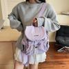 Korean Version of Casual Art Canvas Schoolbag Fashion Nylon Drawstring Backpack 2025 Summer New Fashion Simple Solid Color