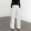 Women's White High-Waist Drape Straight Slim Tailored Wide-Leg Trousers | Spring-Autumn Premium Casual Non-Sheer Suit Pants