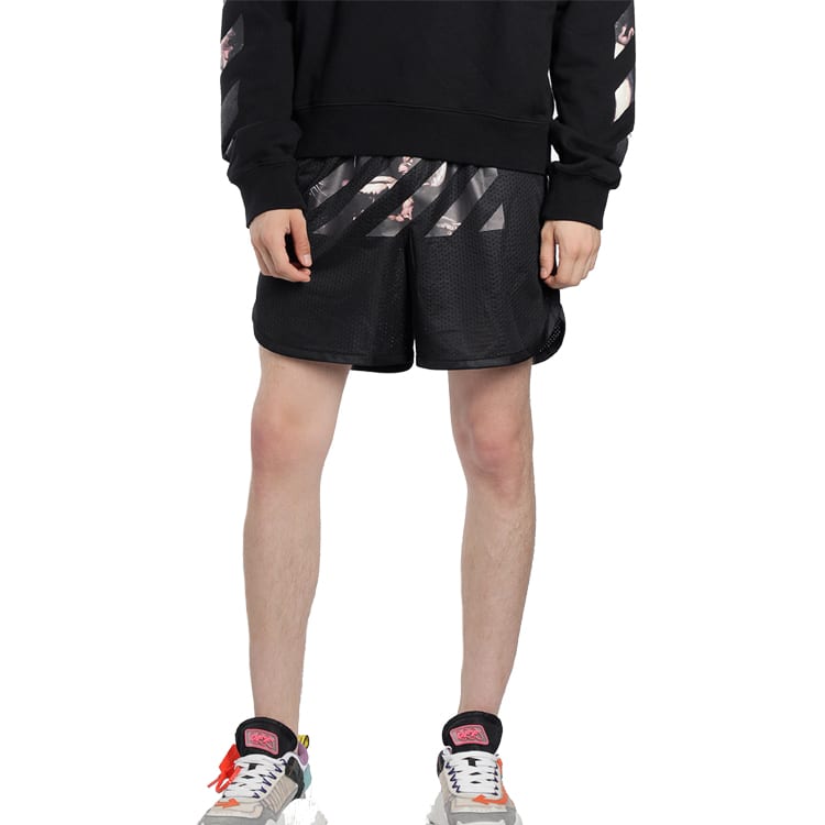 OFF WHITE Шорты-сетка с принтом Караваджо и стрелами OMCI005S201010041088