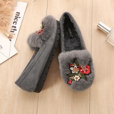 T282025 осень и зима новая верхняя одежда туфли на плоской подошве плюшевые теплые пушистые туфли мягкая подошва хлопковые туфли