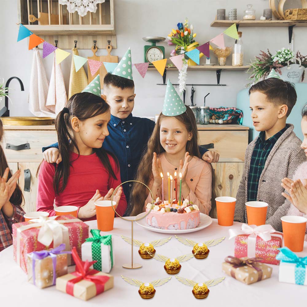 103 шт. шоколадных украшений для вечеринки волшебников, с 3 золотыми стойками ворот, 50 шт. золотых крыльев снитча для украшения шоколадных вафельных кексов с 50 шт. точек склеивания