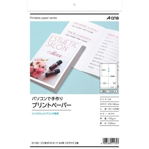 A-One Multi Card 2-sided 2-fold Postcard 10 Pieces 51135