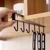 1 Durable Iron Under Cabinet Hanging Storage Rack with 6 Removable Hooks for Kitchen Cups, Mugs and Cutlery - Space Saving Design for Home