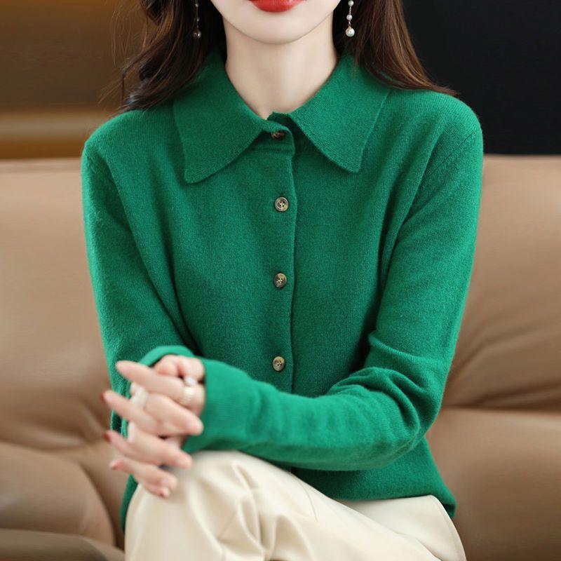 Omen Sweaters Cardigans 2025 Autumn Winter Long Sleeve Turn Down Collar Black Knitted Sweater Women Tops Cardigan JJ97