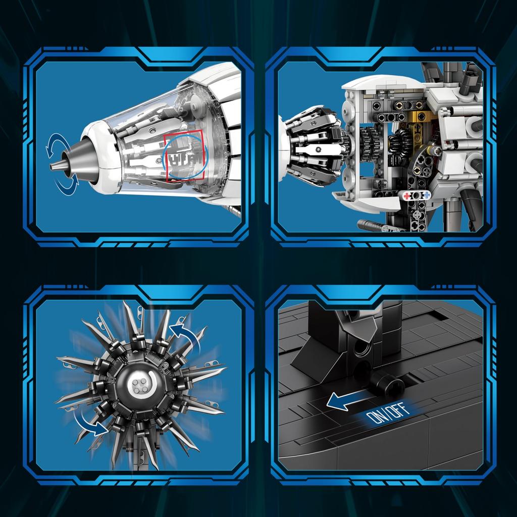 1351 шт. Конструктор 'Авиационный двигатель', Технология, Электронная модель, Кирпичики, Настольные украшения, Детские развивающие игрушки, Праздничные подарки