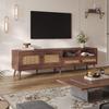 TV Ständer, Lowboard TV Board 2 2 Schublade, Offene Staufächer, TV-Schrank Landhausstil Sideboard, Wohnzimmer Esszimmer, 200cm, Braun