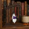 Office Desk Decoration Items Halloween Desktop Swing Decor, Spooky Home Reading Ghost on A Figurine Unique Wooden Craft Gifts for Living Room Kitchen