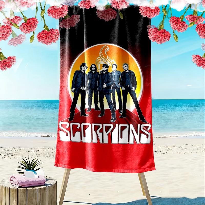 Scorpions Band Print Beach Towel, Large Soft Quick Dry Towel for Beach Camping Swimming