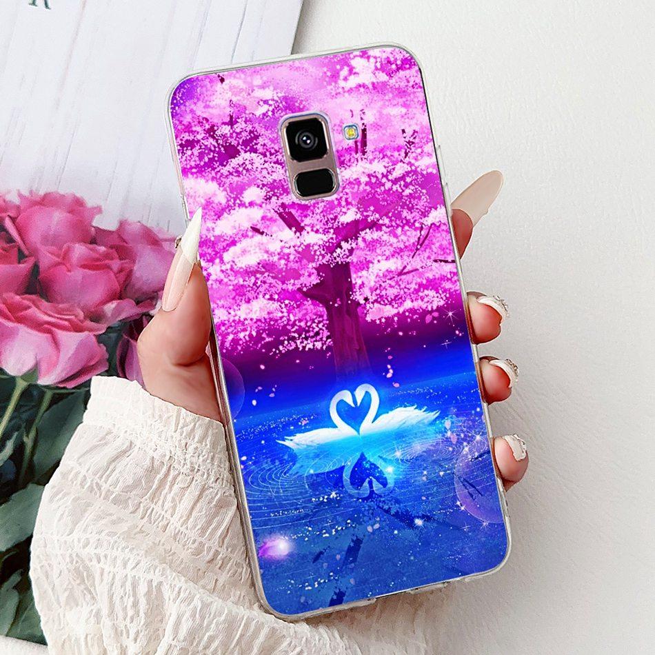 Phone Case For Samsung Galaxy A8+ (2018) SM-A730F / A8 (2018) SM-A530F Elegant Floral Butterfly Soft Silicone TPU Cases