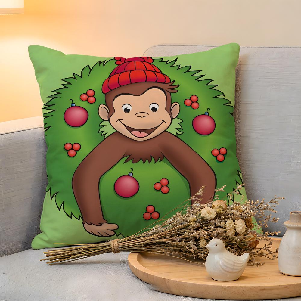 Cushion Cover  Linen  SkinFriendly Soft Decorative Case for Sofa Home Decor MONKEY CARTOON CCurious GeorgeS Pillow cover