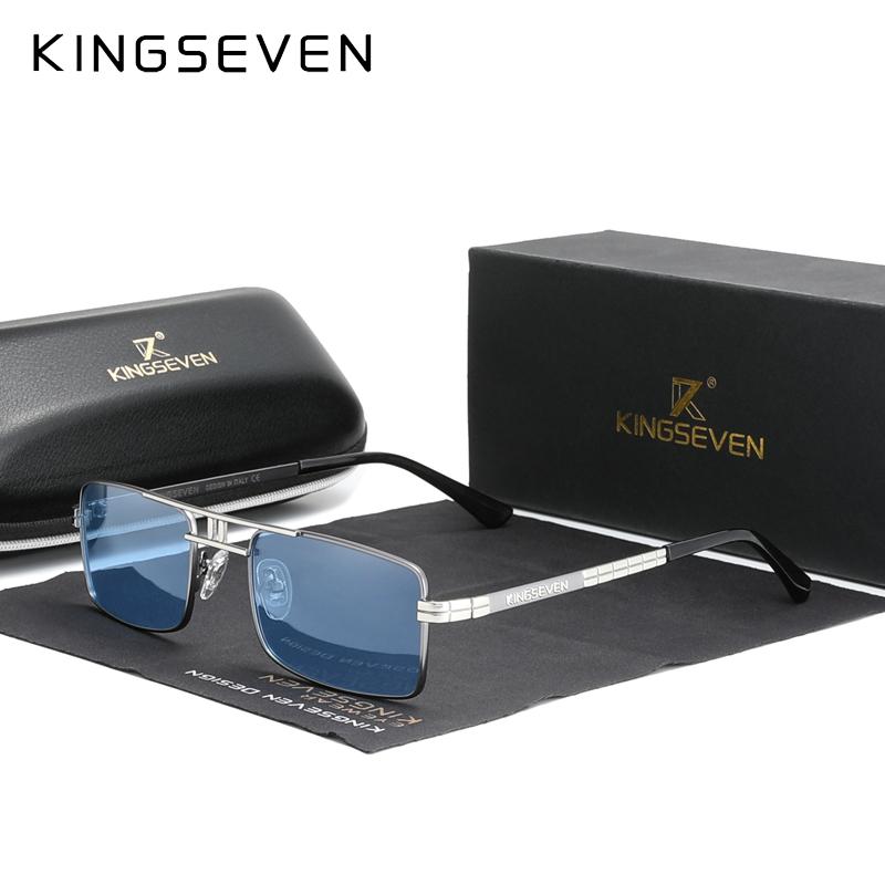 Новое поступление, поляризационные солнцезащитные очки KINGSEVEN, винтажная оправа из нержавеющей стали, брендовая прямоугольная конструкция, солнцезащитные очки для вождения и рыбалки N760